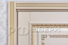 Межкомнатная дверь из массива бука Afrodita ПО-3 Silver с УФ-печатью (Бук белый/Патина золото)