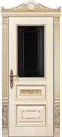 Дверь из массива бука Afrodita ПО-3 Black с УФ-печатью (Бук белый/Патина золото)