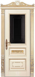 Межкомнатная дверь из массива бука Afrodita ПО-3 Black с УФ-печатью (Бук белый/Патина золото)