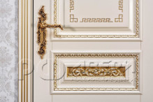 Дверь из массива ясеня Afrodita ПГ (Белёный дуб/Патина Золото)