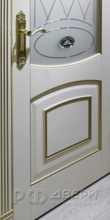 Дверь из массива ясеня Blic ПО (Белый/Патина Золото)