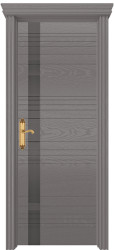 Межкомнатная дверь Лайн-1 ПО (Ясень графит/Лакобель чёрный)