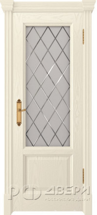 Межкомнатная дверь Онтарио-1 ФС ПО (Ясень жасмин/Белое гравировка &quot;Англия&quot;)
