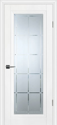 Межкомнатная дверь PSC-35 ПО (Белый/Сатинат с гравировкой)