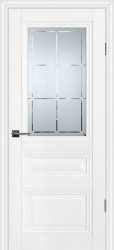 Межкомнатная дверь PSC-39 ПО (Белый/Сатинат с гравировкой)
