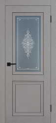 Межкомнатная дверь PST-27 ПО (Серый бархат/Сатинат графит закаленный)