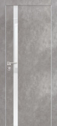 Межкомнатная дверь PX-8 AL молдинг кромка с 4-х ст. (Серый бетон/Белоснежный лакобель)