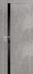 Межкомнатная дверь PX-8 AL молдинг кромка с 4-х ст. (Серый бетон/Черный лакобель)