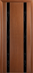 Межкомнатная дверь Модерн-2 ПО (Тёмный орех/Чёрный триплекс)