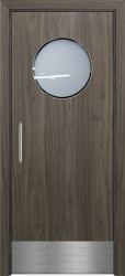 Межкомнатная дверь с иллюминатором ДПО (Noce effetto/Отб. пластина)