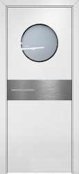 Межкомнатная дверь с иллюминатором ДПО (Белый/Отб. пластина)