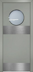 Межкомнатная дверь с иллюминатором ДПО (Серый/Отб. пластина)