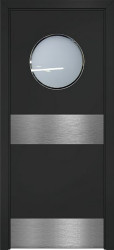 Межкомнатная дверь с иллюминатором ДПО (Тёмно серый/Отб. пластина)