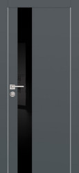 Межкомнатная дверь PX-10 AL кромка с 4-х ст. (Графит/Черный лакобель)