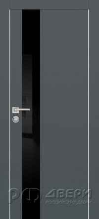 Межкомнатная дверь PX-10 AL кромка с 4-х ст. (Графит/Черный лакобель)