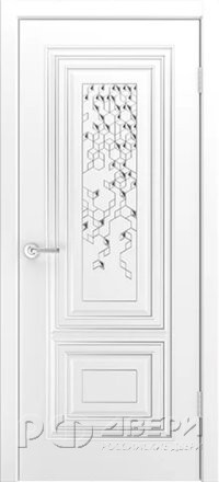 Межкомнатная дверь Фави В1 ПГ (Белая эмаль/Патина белое золото)