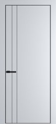 Межкомнатная дверь 12PA ПГ с черной кромкой (Вайт/Алюминиевый молдинг)