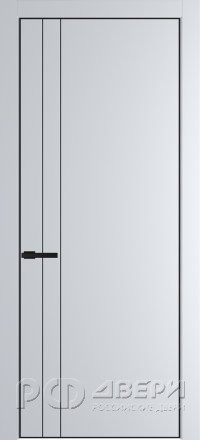 Межкомнатная дверь 12PA ПГ с черной кромкой (Вайт/Алюминиевый молдинг)