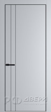 Межкомнатная дверь 12PA ПГ с черной кромкой (Лайт грей/Алюминиевый молдинг)