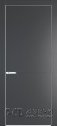 Межкомнатная дверь 16PA ПГ с серебряной кромкой (Графит/Алюминиевый молдинг)