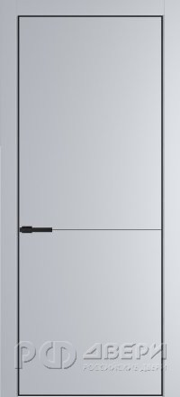 Межкомнатная дверь 16PA ПГ с черной кромкой (Лайт грей/Алюминиевый молдинг)