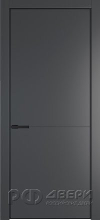Межкомнатная дверь 16PA ПГ с черной кромкой (Графит/Алюминиевый молдинг)