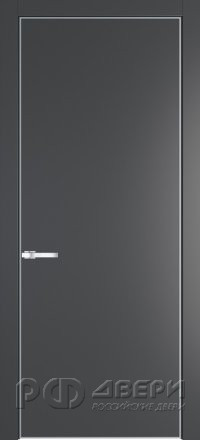 Межкомнатная дверь 1PE ПГ с серебряной кромкой (Графит)