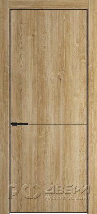 Межкомнатная дверь 16NA ПГ с черной кромкой (Дуб карамель/Алюминиевый молдинг)