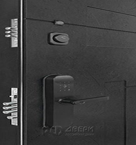 Входная металлическая дверь Флагман Доминион Рим багет (Бетон черный/Коньяк)