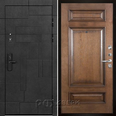 Входная металлическая дверь Флагман Доминион Рим багет (Бетон черный/Коньяк)