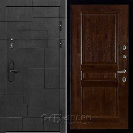 Входная металлическая дверь Флагман Доминион Виктория (Бетон черный/Античный орех)