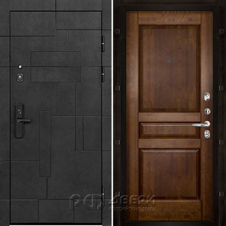 Входная металлическая дверь Флагман Доминион Гармония (Бетон черный/Античный орех)