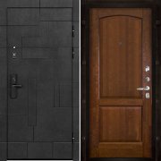 Входная металлическая дверь Флагман Доминион Фоборг (Бетон черный/Античный орех)