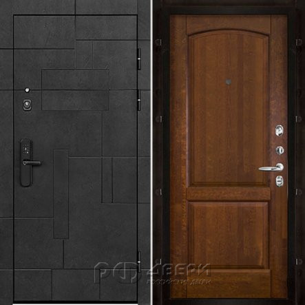 Входная металлическая дверь Флагман Доминион Фоборг (Бетон черный/Античный орех)
