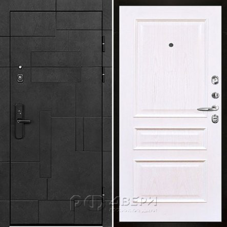 Входная металлическая дверь Флагман Доминион Милан (Бетон черный/Ясень жемчуг)