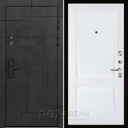 Входная металлическая дверь Флагман Доминион Perfecto (Бетон черный/Белый бархат)