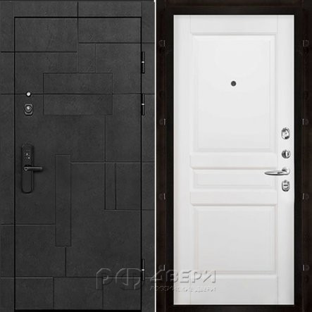 Входная металлическая дверь Флагман Доминион Гармония (Бетон черный/Эмаль белая)