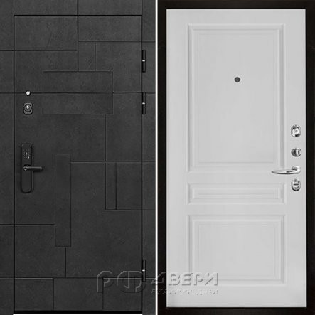 Входная металлическая дверь Флагман Доминион Турин (Бетон черный/Эмаль белая)