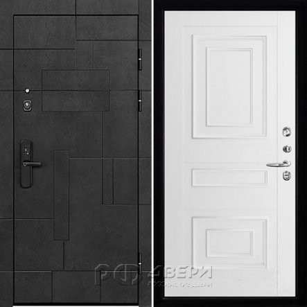 Входная металлическая дверь Флагман Доминион 62001 (Бетон черный/Белая Серена)