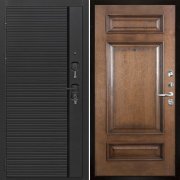 Входная металлическая дверь Президент Стайл Рим багет (Чёрная Мягкая Шагрень/Коньяк)