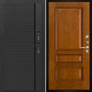 Входная металлическая дверь Президент Стайл Вена (Чёрная Мягкая Шагрень/Античный дуб)