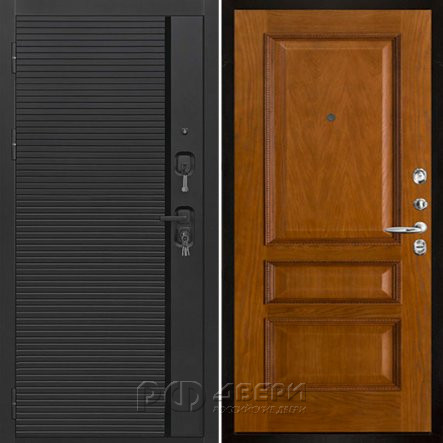 Входная металлическая дверь Президент Стайл Вена (Чёрная Мягкая Шагрень/Античный дуб)