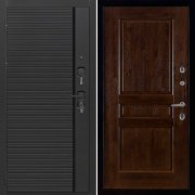 Входная металлическая дверь Президент Стайл Виктория (Чёрная Мягкая Шагрень/Античный орех)