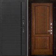 Входная металлическая дверь Президент Стайл Фоборг (Чёрная Мягкая Шагрень/Античный орех)