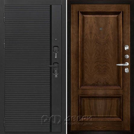 Входная металлическая дверь Президент Стайл Корсика (Чёрная Мягкая Шагрень/Дуб Brandy)