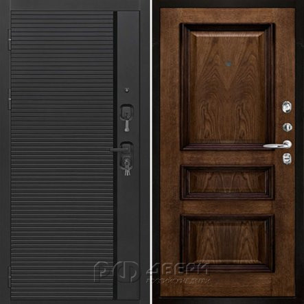 Входная металлическая дверь Президент Стайл Барселона (Чёрная Мягкая Шагрень/Дуб Brandy)