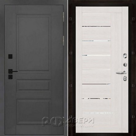Входная металлическая дверь Сенатор ПЛЮС SOLID LIGHT 2110 (Cерый нубук soft/Зеркало капучино велюр)