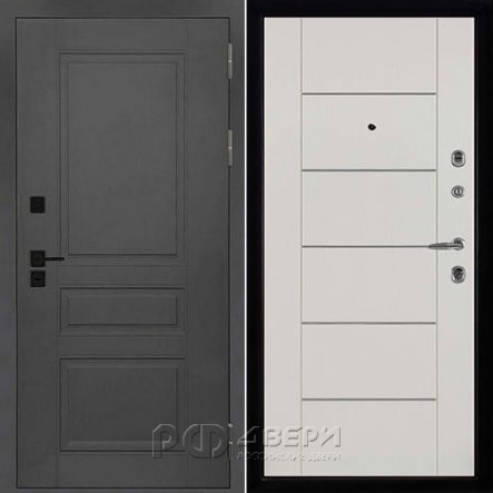 Входная металлическая дверь Сенатор ПЛЮС SOLID LIGHT MD 003 (Cерый нубук soft/Белый ясень)