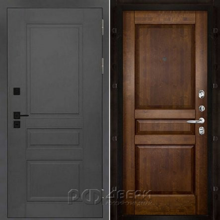 Входная металлическая дверь Сенатор ПЛЮС SOLID Гармония (Cерый нубук soft/Античный орех)