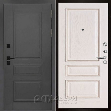 Входная металлическая дверь Сенатор ПЛЮС SOLID Вена (Cерый нубук soft/Белая патина)